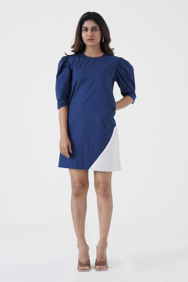 Amour Propre - Cowl sleeves chic dress - Blue