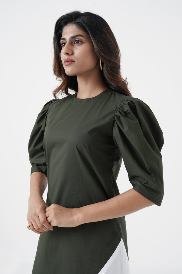 Amour Propre - Cowl sleeves chic dress - Green