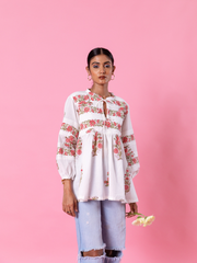Florencia Peasent Top - Hand Block Printed Cotton Top