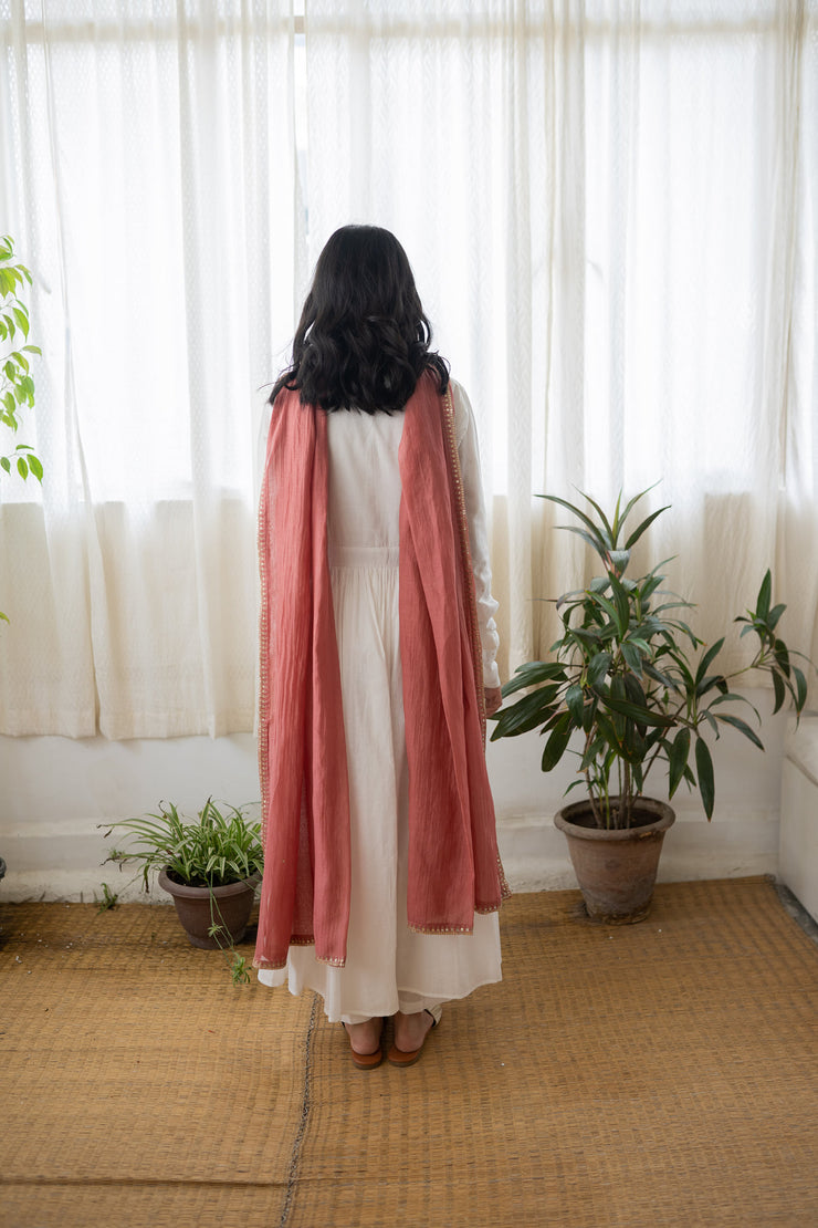 HANDLOOM COTTON GATHER FRONT OPEN JACKET WITH GATHER SLEEVE