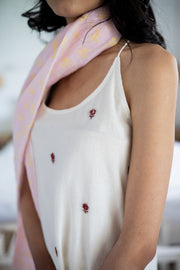 FEATURING BLUSH AND IVORY HANDWOVEN CHANDERI SET