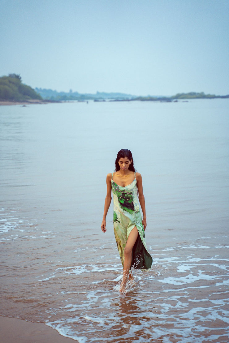 Ocean Glint Slip Dress