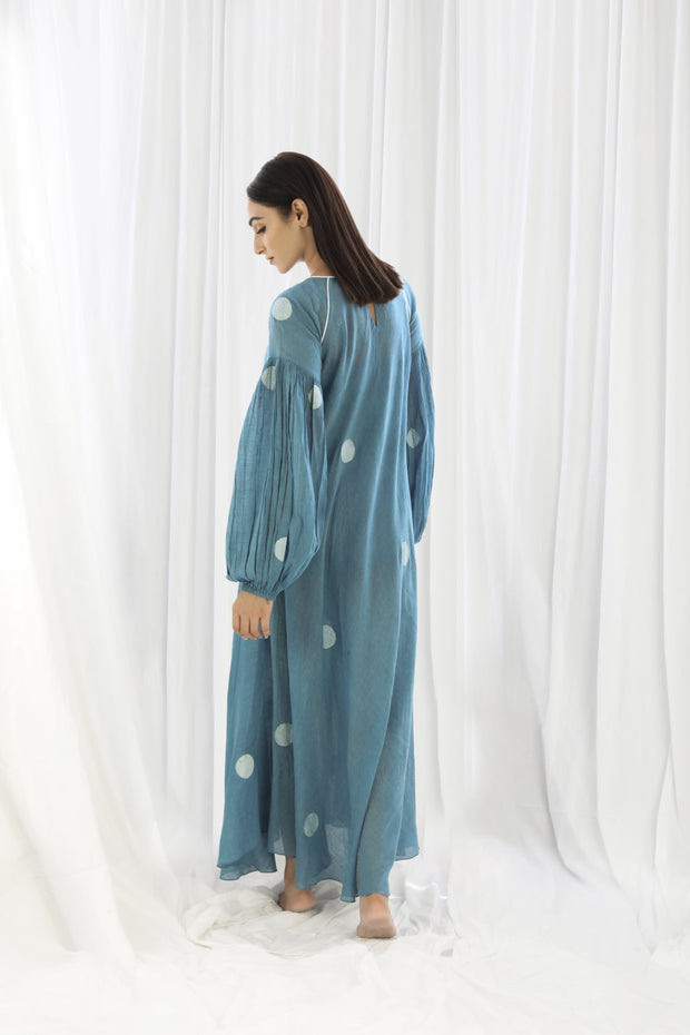 French Blue Bishop Sleeve Dress