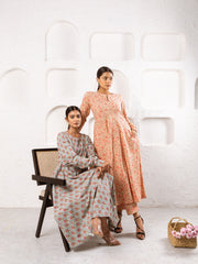 Peach Pansy Dhoti Co-Ord - Hand Block Printed Co-Ord Set