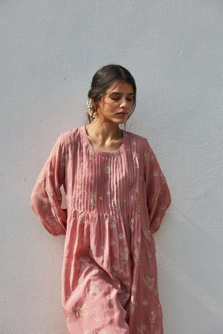 handwoven cotton silk comfort fit pintuck, co-ord set
