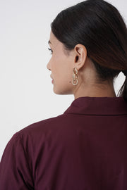 Kosher - Shirt collar waist elastic, two contrast stripe - Wine