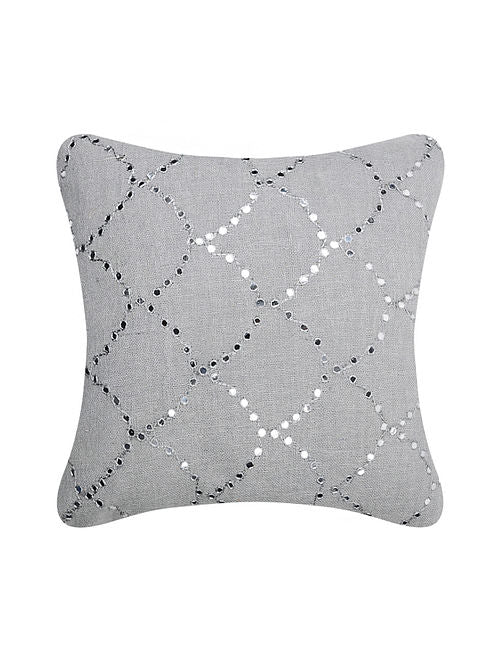 Grey Scallop Cushion Cover-Story Of India