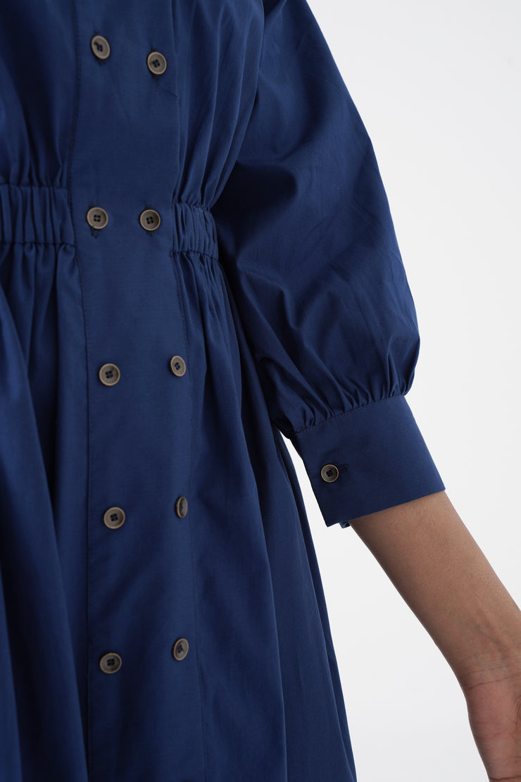 Euphoric - Double button placket dress - Blue
