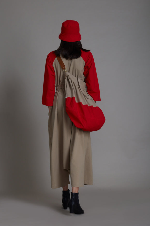 Red & Beige Sphara Jumpsuit