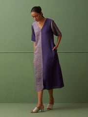 Claire Metallic Linen Dress - Byzantium