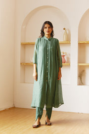 HADWOVEN CHANDERICOMFORT FIT  EMERALD GREEN CO ORD SET