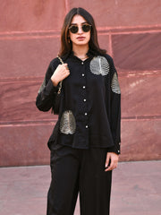 Diyu Sequin Embroidered BlackShirt
