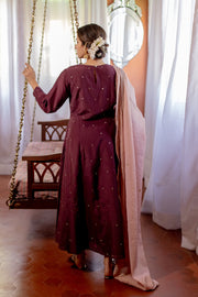 Handloom Cotton Silk Embroidered Anarkali Set
