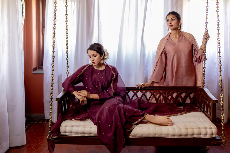Handwoven Cotton Silk Embroidered Anarkali Set