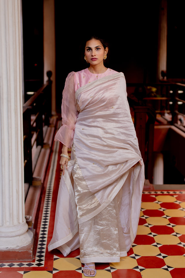 Handwoven Tissue Chanderi Silk Saree