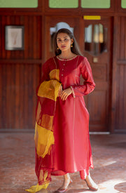 Pure Handwoven Chanderi Silk Kurta Set