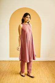 HADWOVEN COTTON SILK FLAIRED TUNIC PAIRED WITH COTTON  TROUSER