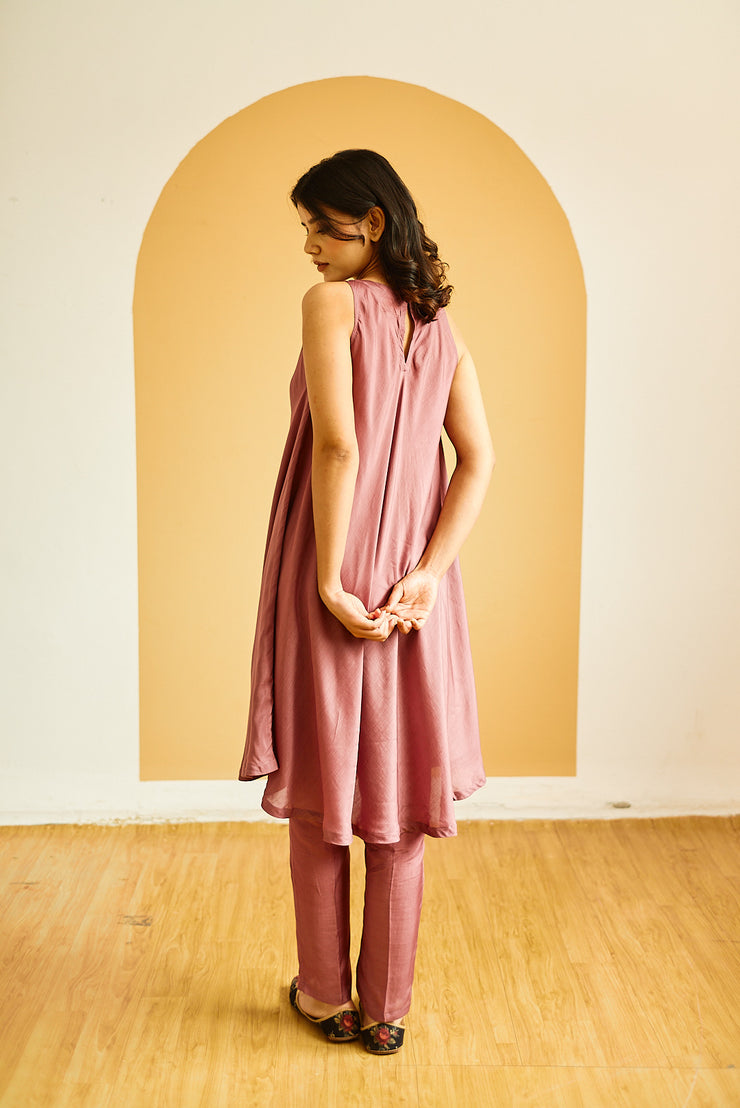 HADWOVEN COTTON SILK FLAIRED TUNIC PAIRED WITH COTTON  TROUSER