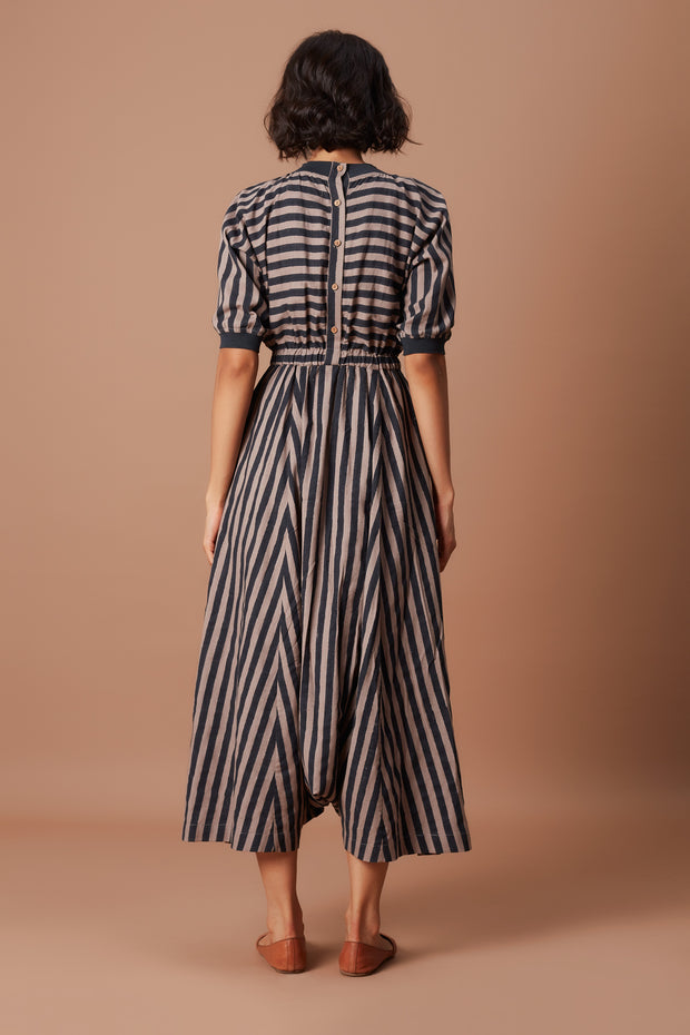 Grey and Charcoal Striped Mati Sphara Jumpsuit