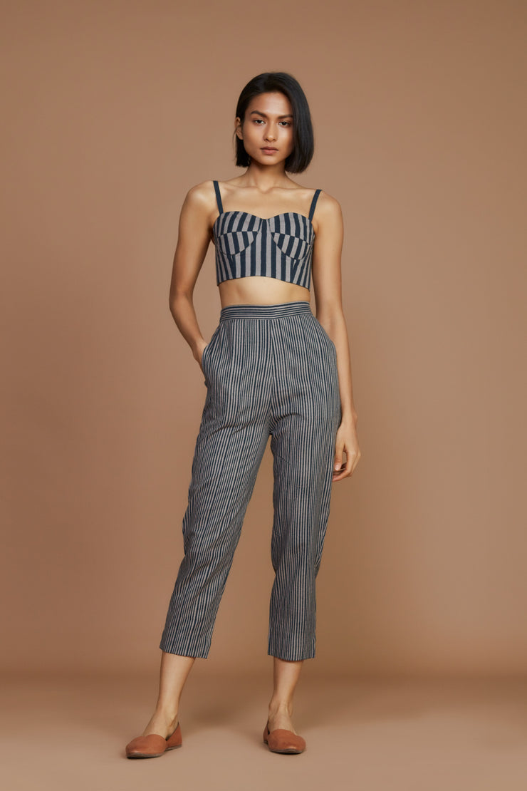 Grey Black Striped Cotton Corset Top – Story Of India