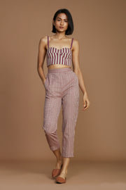 Pink Cotton Striped Corset Top