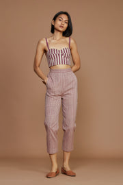 Pink Cotton Striped Corset Top