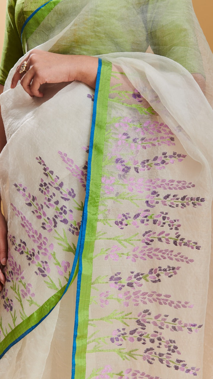 Lavender Field silk jamdani saree