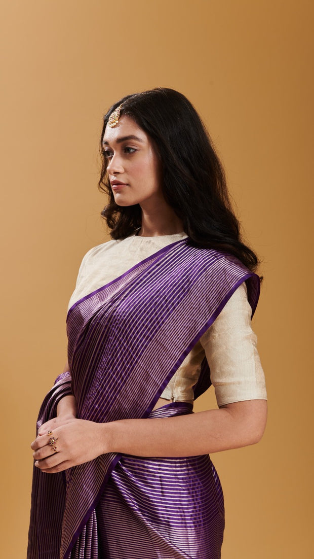 Purple Silken Ripples silk satin saree