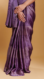 Purple Silken Ripples silk satin saree