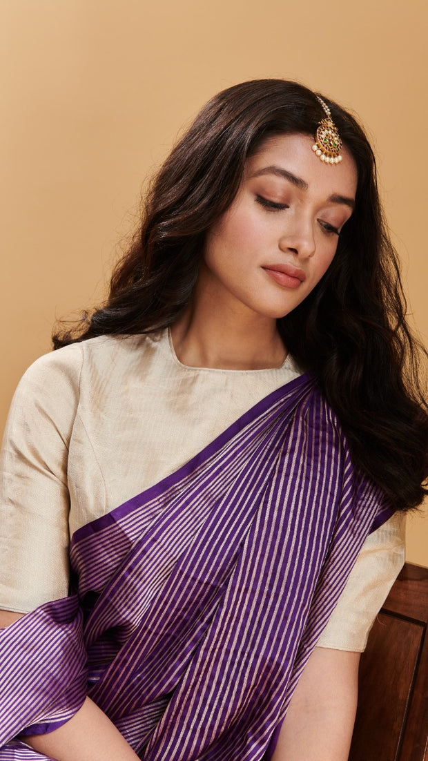 Purple Silken Ripples silk satin saree