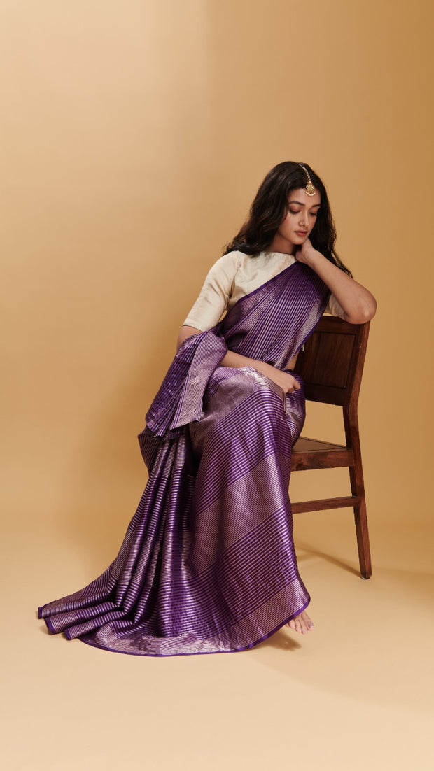 Purple Silken Ripples silk satin saree