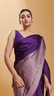 Purple Confluence silk satin  saree