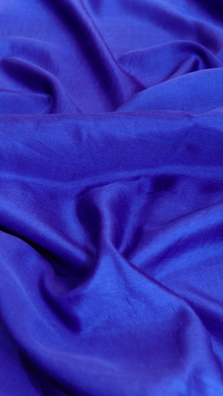 Blue silk satin blouse fabric