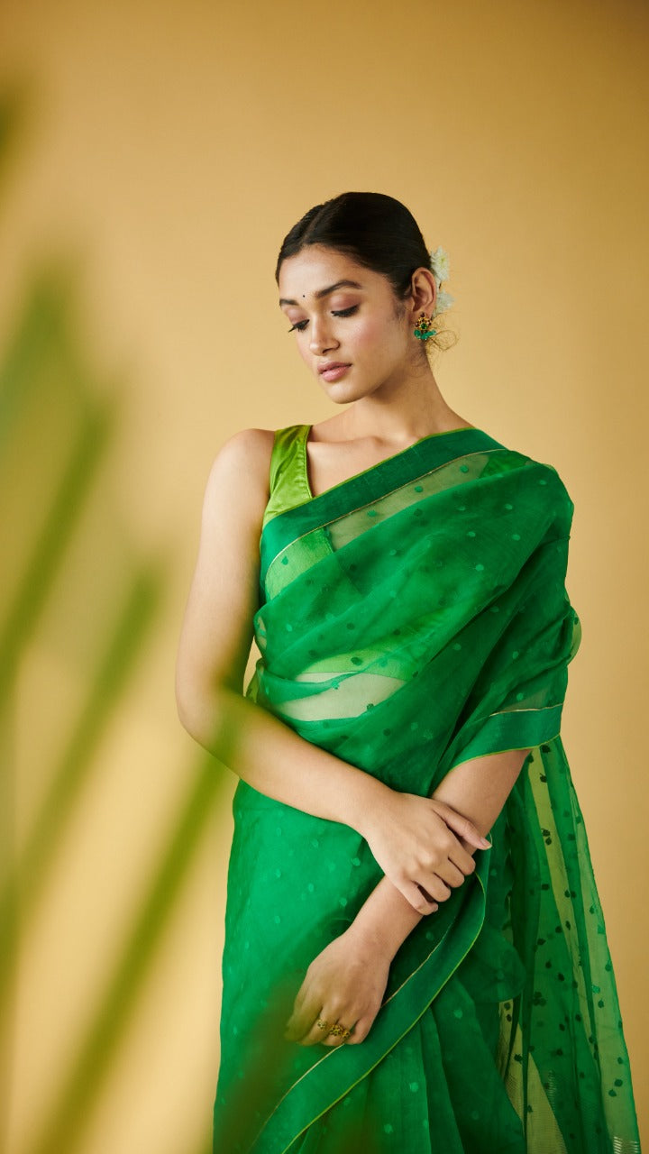 Leaf green silk satin blouse fabric