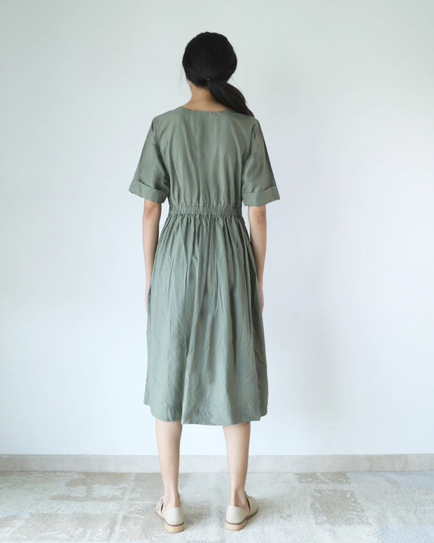 Olive Elasticated Waist Dress