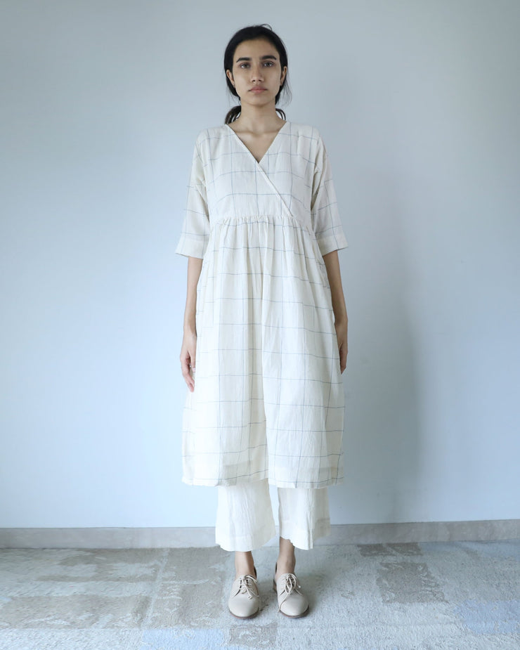 Ivory Checks Organic Cotton Dress